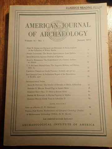 American Journal of Archaeology, Volume 76, No. 1 - January 1972