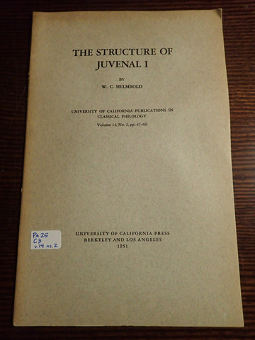 The Structure of Juvenal I